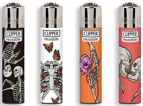 Immagine di ACCENDINO CLIPPER MINI PIETRINA 48pz SKULL IN LOVE 2