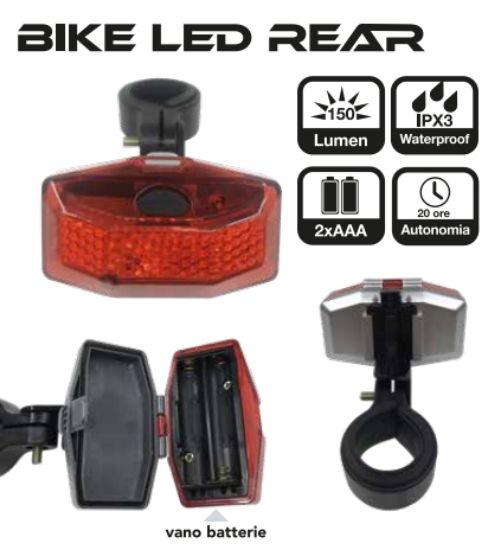 Immagine di TORCIA LED BICI POSTERIORE 1pz - 150LUMEN