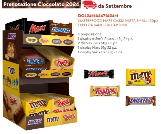 Immagine di MASTERFOOD MARS CASSA MISTA SMALL 130pz EXPO DA BANCO in CARTONE - PR2024