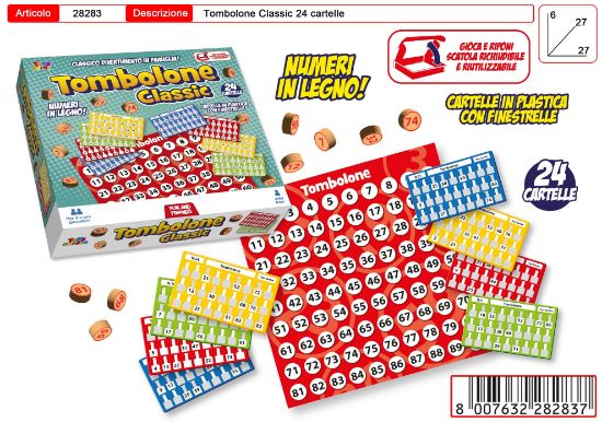 Picture of GIOCHI TOMBOLA 24 CARTELLE AUTOMATICHE CON NUMERI IN LEGNO