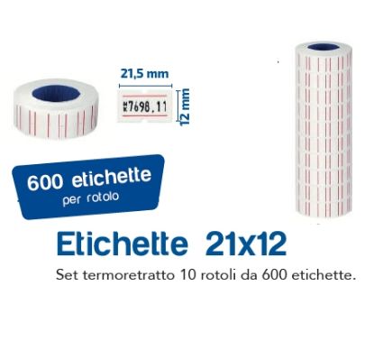 Picture of ETICHETTA PREZZI PER PREZZATRICE 2112 PERMANENTE 21x12mm 10pz BIANCO x PREZZ. MOD.550