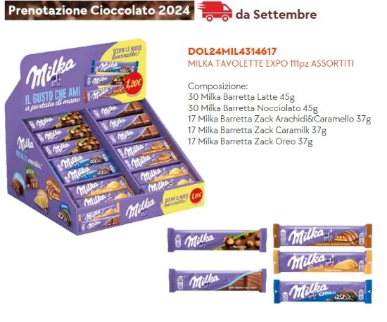 Immagine di MILKA TAVOLETTE EXPO 111pz ASSORTITI - PR2024