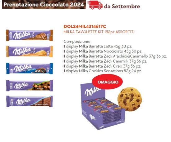 Picture of MILKA TAVOLETTE KIT 192pz ASSORTITI - PR2024