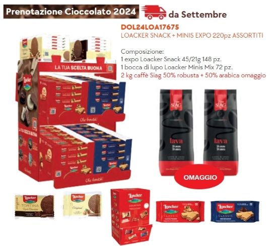 Immagine di LOACKER SNACK + MINIS EXPO 220pz ASSORTITI + OMAGGIO CAFFE - PR2024