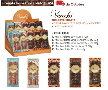 Immagine di VENCHI TAVOLETTE MINI 80pz ASSORTITI + EXPO DA BANCO - PR2024