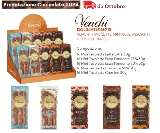 Immagine di VENCHI TAVOLETTE MINI 80pz ASSORTITI + EXPO DA BANCO - PR2024