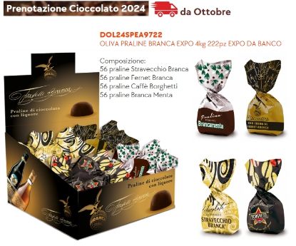 Immagine di OLIVA PRALINE BRANCA EXPO 4kg 222pz EXPO DA BANCO - PR2024