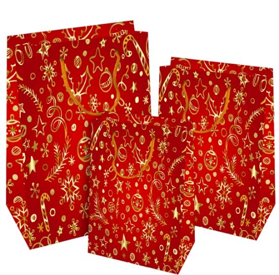 Immagine di SACCHETTI SHOPPER METAL 33x10x45cm 10pz RED CRISTMAS