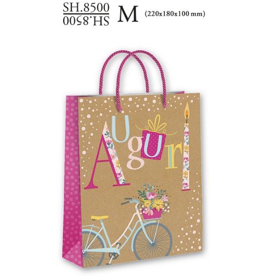 Picture of SACCHETTI SHOPPER DECOR FLOWERS M 6pz