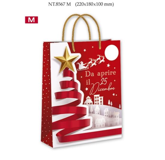 Immagine di SACCHETTI SHOPPER DECOR NATALE APRIRE M 12pz