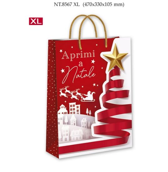 Immagine di SACCHETTI SHOPPER DECOR NATALE APRIRE XL 12pz