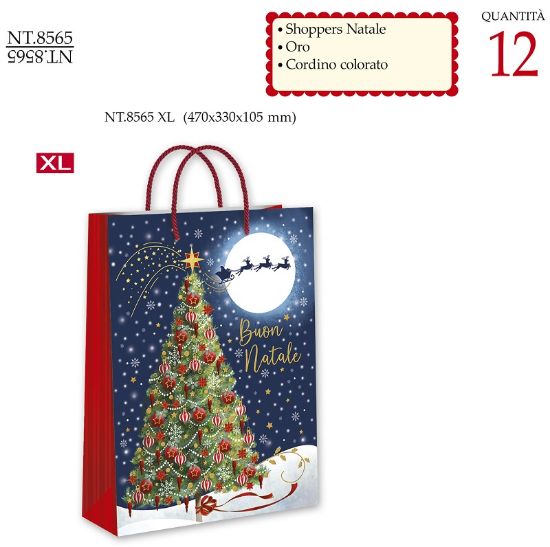 Immagine di SACCHETTI SHOPPER DECOR NATALE ALBERO XL 12pz