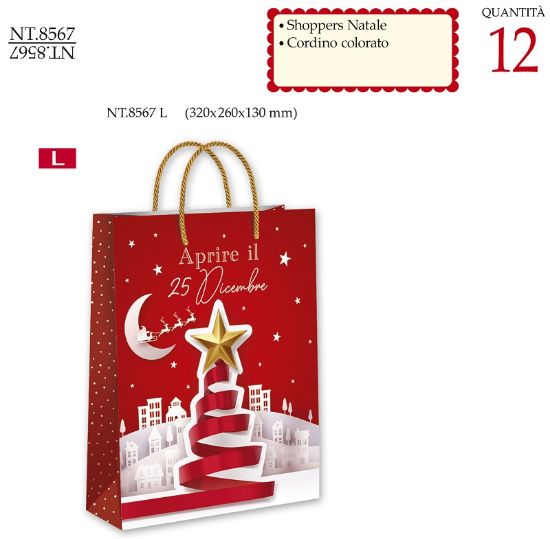 Picture of SACCHETTI SHOPPER DECOR NATALE APRIRE L 12pz