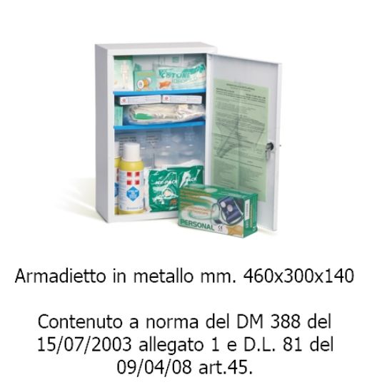 Immagine di CASSETTE ARMADIO PRONTO SOCCORSO KIT 3+ LAVORATORI 460x300x140