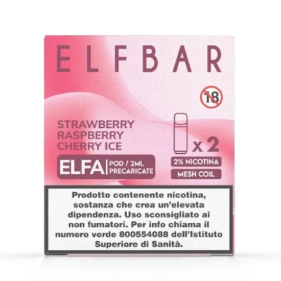 Picture of ELFBAR ELFA RIC. POD 1x2pz 20mg/ml STRAWBERRY RASPBERRY CHERRY ICE - PLN011414