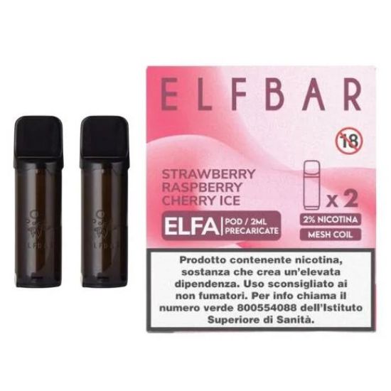 Immagine di ELFBAR ELFA RIC. POD 1x2pz 20mg/ml STRAWBERRY RASPBERRY CHERRY ICE - PLN011414