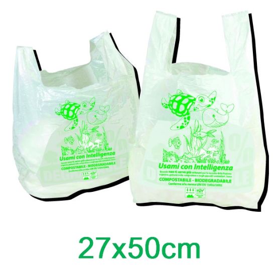 Picture of SACCHETTI SHOPPER A 27x50cm 500pz 3,25kg 6,5gr BIOCOMPOSTABILI