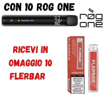 Picture of ROG ONE 10pz 0mg/ml ORANGE ICE + 10 FLERBAR omaggio PROMO composta da: