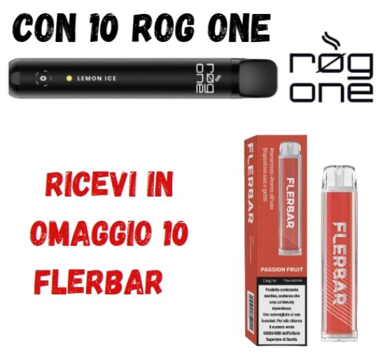 Immagine di ROG ONE 10pz 0mg/ml LEMON ICE + 10 FLERBAR omaggio PROMO composta da: