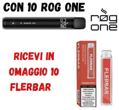 Immagine di ROG ONE 10pz 0mg/ml GRAPE ICE + 10 FLERBAR omaggio PROMO composta da: