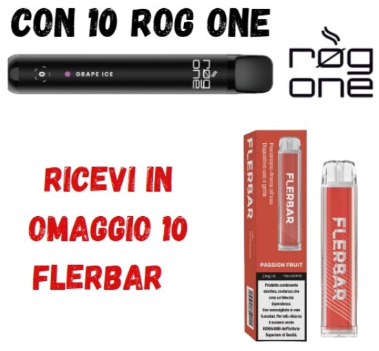 Picture of ROG ONE 10pz 0mg/ml GRAPE ICE + 10 FLERBAR omaggio PROMO composta da: