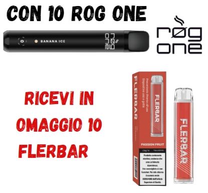 Immagine di ROG ONE 10pz 0mg/ml BANANA ICE + 10 FLERBAR omaggio PROMO composta da: