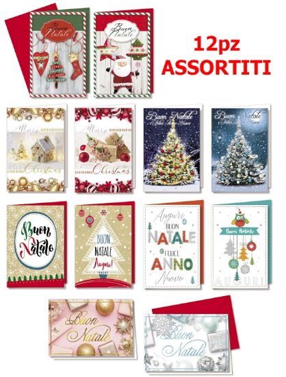 Picture of BIGLIETTI AUGURI 12pz NATALE ASSORTITI