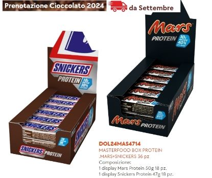 Picture of MASTERFOOD BOX PROTEIN MARS + SNICKERS 36pz composto da: