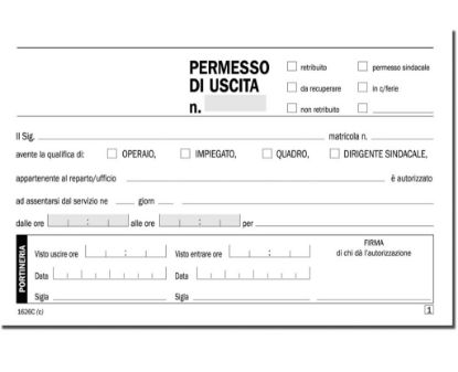 Picture of MODULI PERMESSO DI USCITA 12X17 CARTA CHIMICA 2COPIE