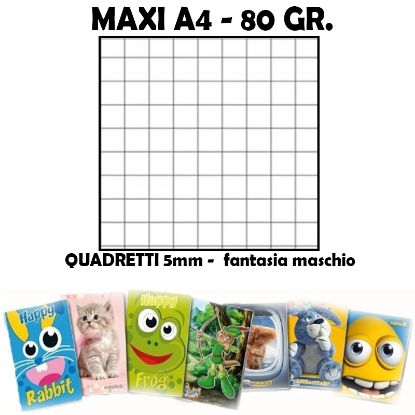 Picture of QUADERNI MAXI MASCHIO 5mm 80gr - 5pz 21x29cm A4 - elementari/medie