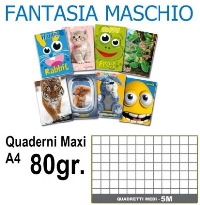 Picture of QUADERNI MAXI MASCHIO 5mm 80gr - 5pz 21x29cm A4 - elementari/medie