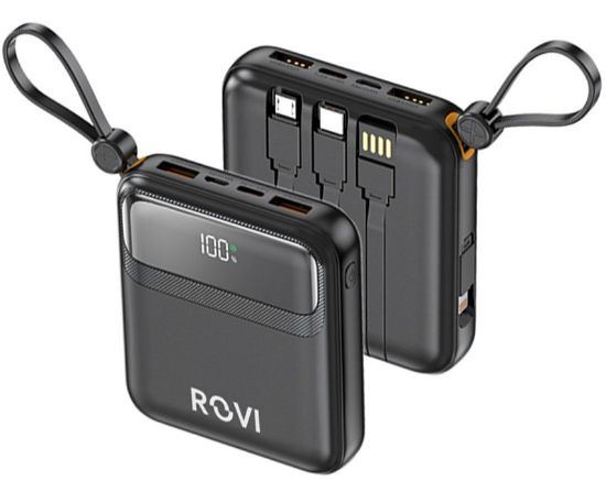 Picture of BATTERIA ESTERNA POWERBANK 10000mAh BLACK CON CAVI - ROVI