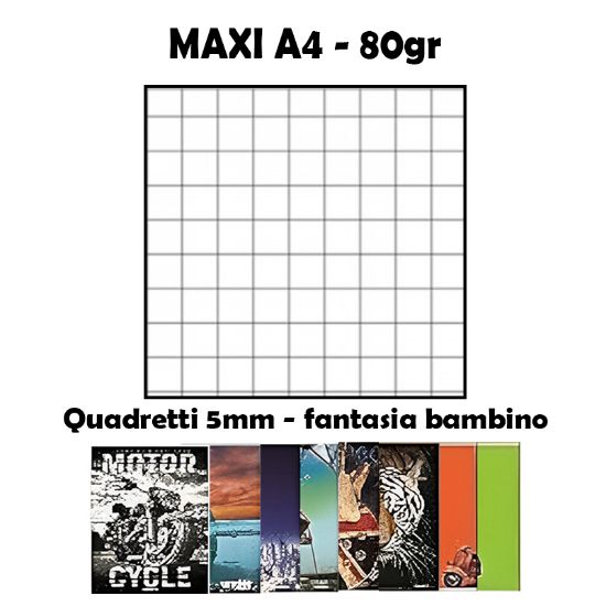 Picture of QUADERNI MAXI BIMBO 5mm 80gr - 5pz 21x29cm A4 - elementari/medie