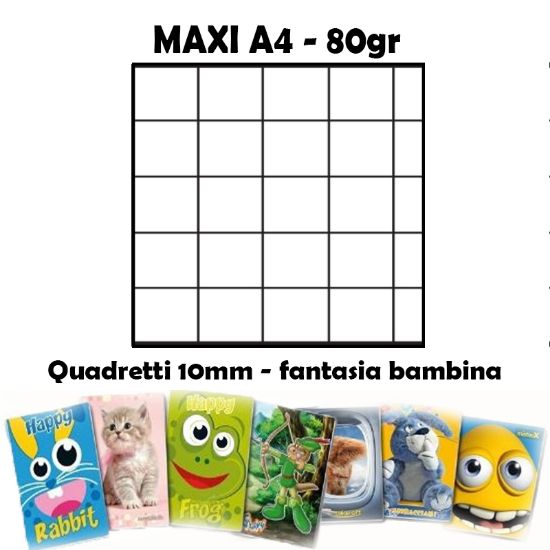 Picture of QUADERNI MAXI BIMBA 10mm 80gr - 5pz 21x29cm A4