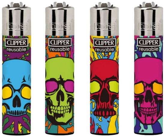 Picture of ACCENDINO CLIPPER PIETRINA 48pz COLORFUL SKULLS1