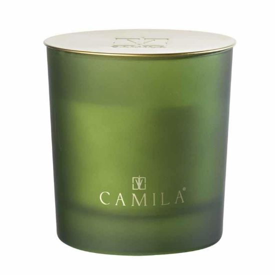 Picture of CANDELA 200gr D9H9cm VERDE AgrUMI CORIANDOLO