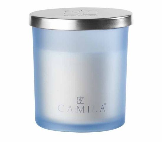 Picture of CANDELA 140gr D8H8cm AZZURRO FICHI MANDORLA