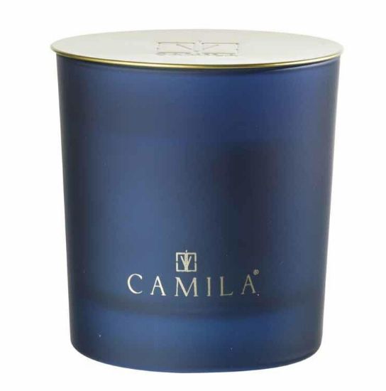 Picture of CANDELA 200gr D9H9cm BLU CEDRO ARANCIA