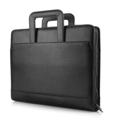 Picture of PORTABLOCCO OFFICE CON ZIP E ANELLI ECOPELLE NERO