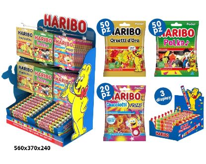 Immagine di HARIBO KIT PROMO 120 BUSTE + 3 MEGA ROULETTE - EXPO DA BANCO