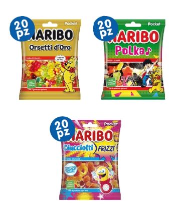 Picture of HARIBO BUSTA KIT PROMO 60pz ORSETTI - POLKA - CIUCCIOTTI FRIZZ