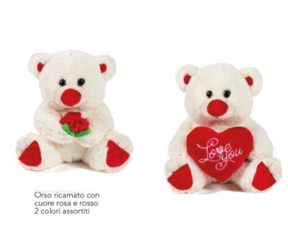 Picture of PELUCHES ORSO 20cm 1pz CUORE/ROSA ASS.