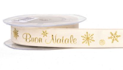 Immagine di NASTRI TELA RUSTICA 25mm X 15mt BUON NATALE ORO