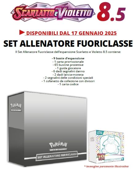 Immagine di CARTE DA GIOCO POKEMON SV8.5 EVOLUZIONE PRISMATICHE SET ALLENATORE FUORICLASSE (V.54,90)