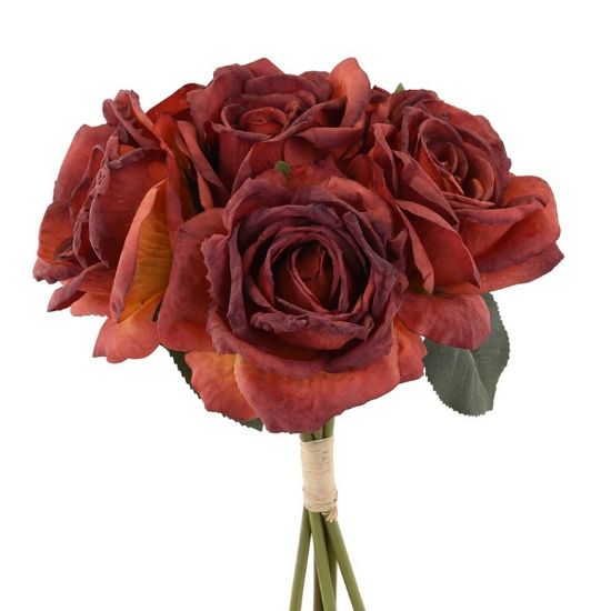 Immagine di FIORE BOUQUET 6 ROSE ROSSO 32cmSO H32cm