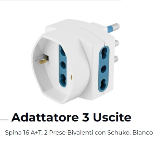 Immagine di PRESA ADATTATORE 2 PRESE 2bival.+SCHUKO a SPINA 16A - NOVALINE