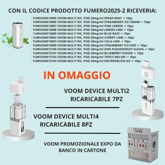 Picture of VOOM MULTI OFFERTA ESPOSITORE 120pz 20mg/ml + 15 DEVICE + EXPO DA BANCO