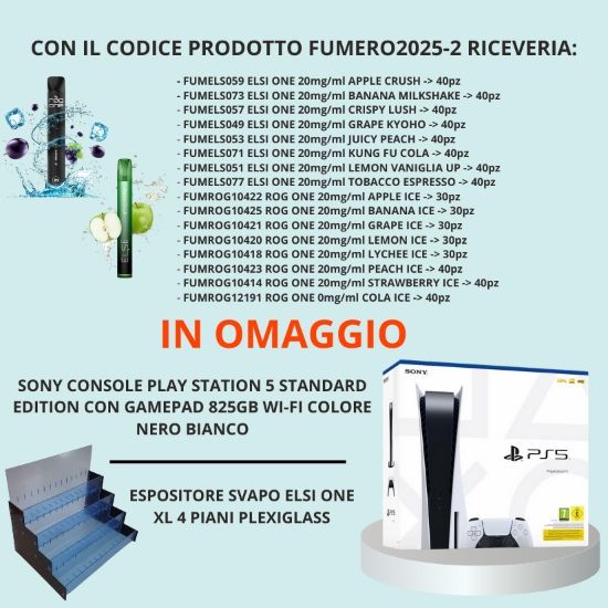 Immagine di ELSI ONE + ROG ONE 590pz 20mg/ml + SONY PS5 + EXPO DA BANCO