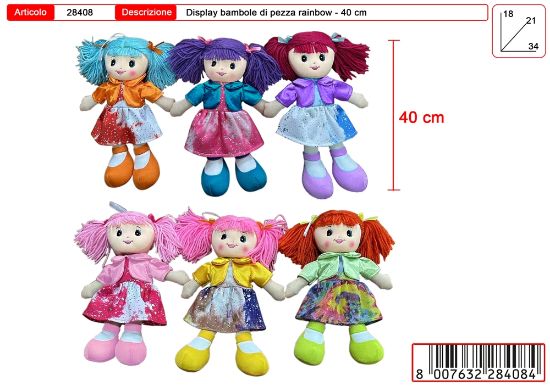 Immagine di GIOCHI BAMBOLA PEZZA 40cm PACIOCCHINE RAINBOW