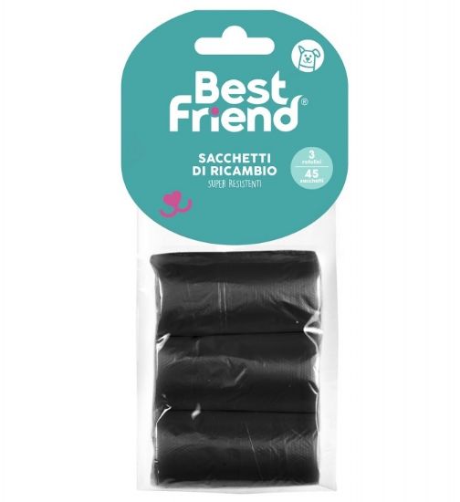 Immagine di PET SACCHETTI 1pz x3 ROTOLINI da 15 SACCHETTI RICAMBIO NERO 22x32cm - BEST FRIEND